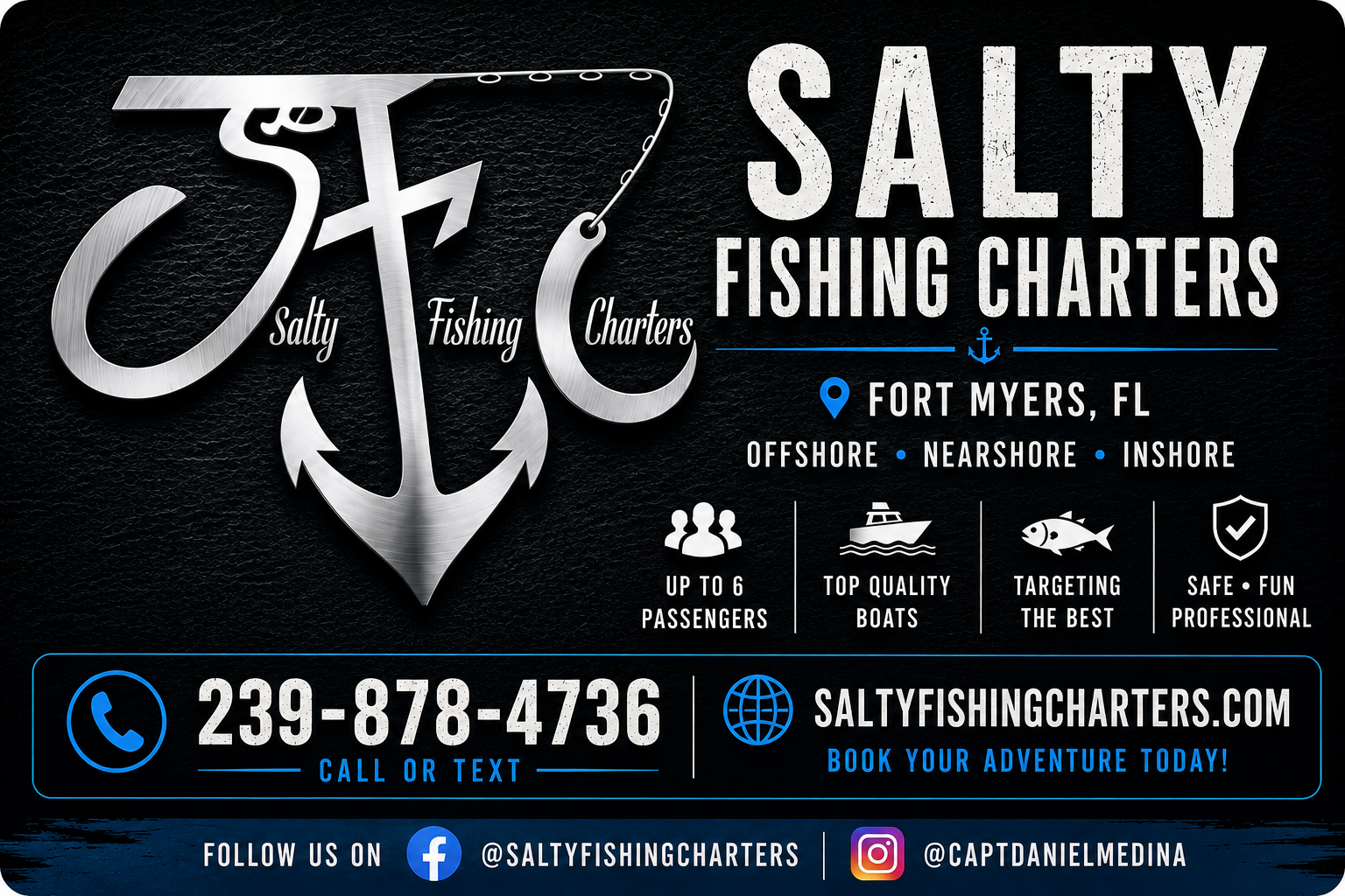 Salty Fishing Charters — Capt. Daniel Medina, 239-878-4736, saltyfishingcharters.com